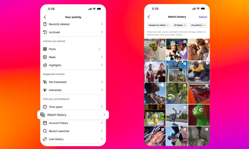 إنستجرام يضيف ميزة سجل المشاهدة لمقاطع الريلز Reels