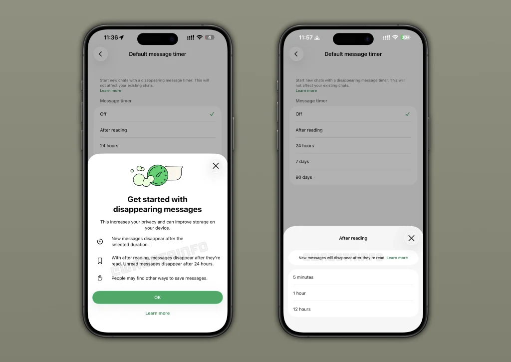 واتساب يختبر ميزة الرسائل ذاتية الاختفاء فور قراءتها على الآيفون